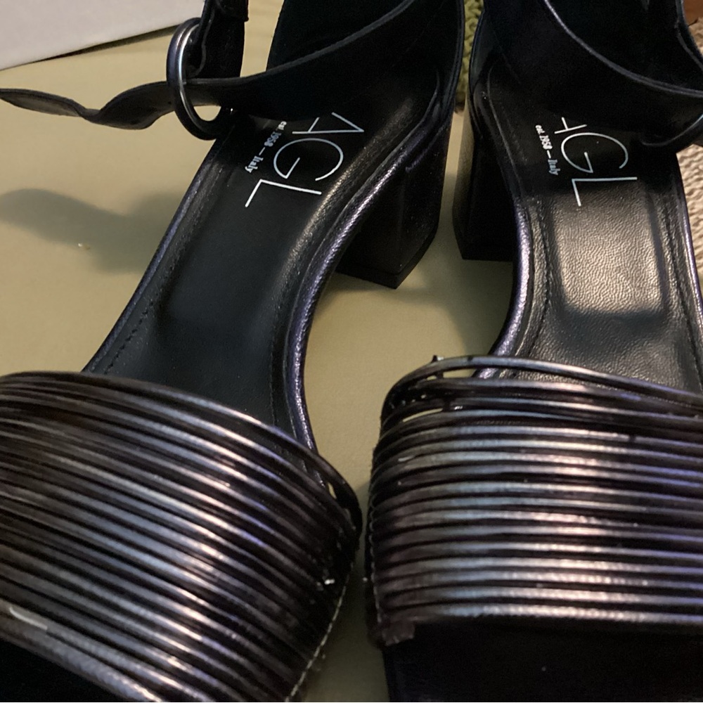 AGL navy sandals with small block heel
